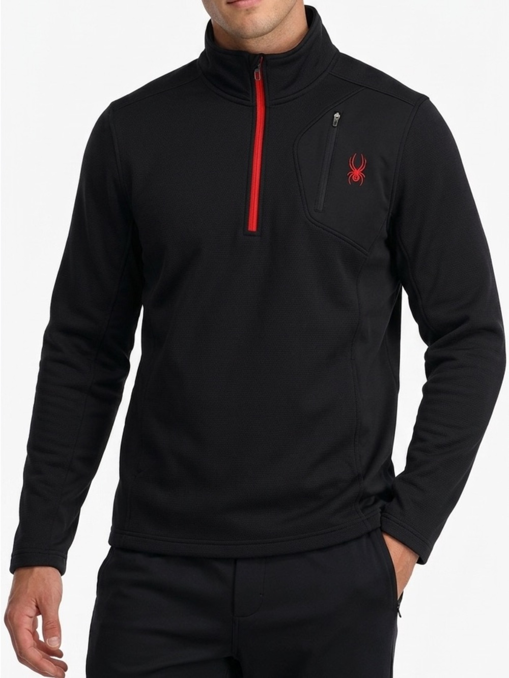 Spyder Black 1/4 Zip Pullover with Red Logo